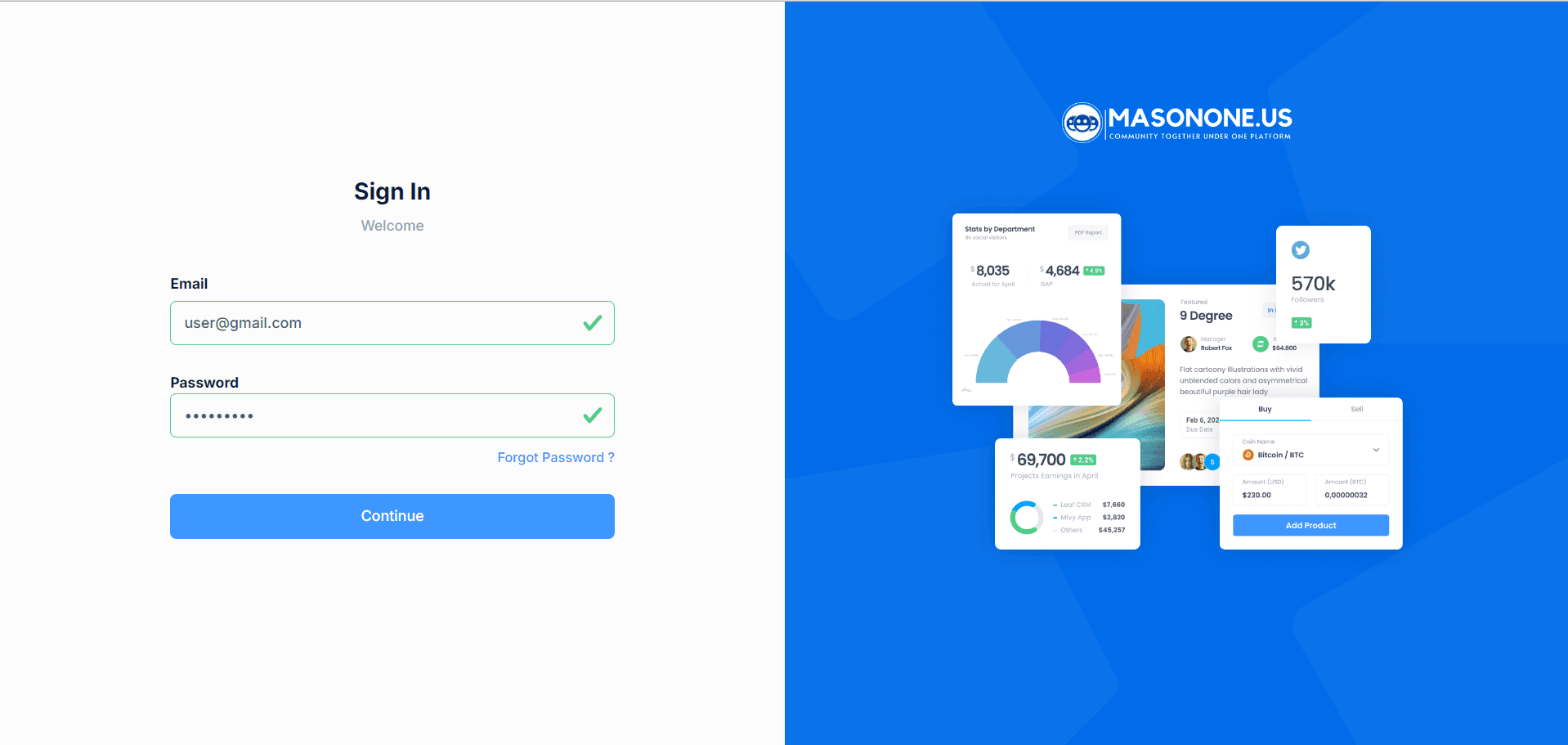 MasonOne Admin Panel